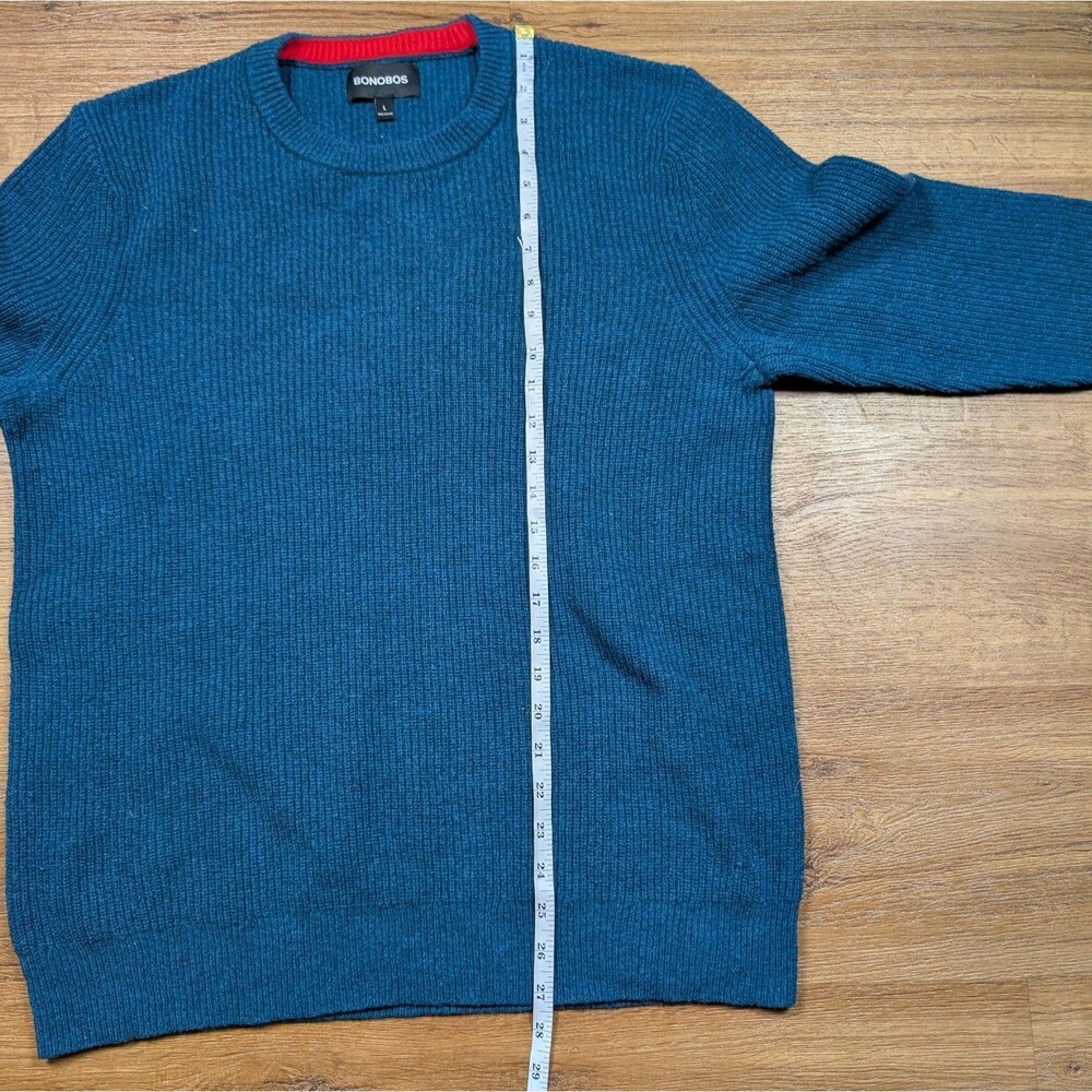 Bonobos Extra Fine Merino Wool Pullover Crewneck Sweater Mens Large Teal Classic - Picture 7 of 10